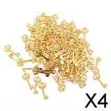 Maxbell 4x100PCs Gift Metal Charm Pendants Hollow Key Golden Alloy Charms 22mmx10mm