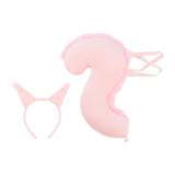 Maxbell Squirrel Ears and Tail Set Cosplay Hair Hoop for Performance Party Role Play Pink