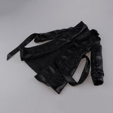 Maxbell Fashion Black PU Leather Trench Coat Top for 1/3 BJD Doll Accs Casual Outfit