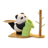 Panda Statue Desk Storage Tray Cute Desktop Ornament for Cabinet Desk Office with Wood Stand