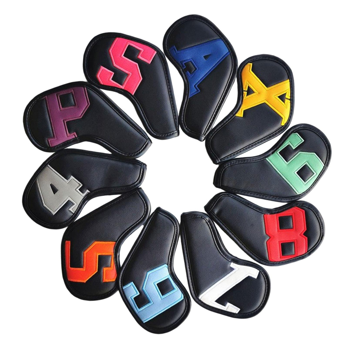 Maxbell 10Pcs PU Golf Iron Covers Practical Wear Resistant Stylish Travel Protectors