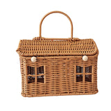 Maxbell Storage Basket with Lid Gift Box Case Retro Style Handwoven Display Suitcase L