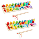 2Pieces Three-dimensional Matching Board Game Display Wooden Fishing Toys