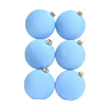 6Pcs Flocked Christmas Ball Ornaments 6cm Anniversary Velvet Christmas Balls Blue