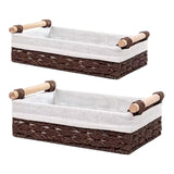 Maxbell 2 Pieces Woven Baskets Display with Handle for Coffee Snacks Drinks and Food brown