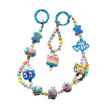 Maxbell Keychain Keyring Phone Lanyard Lovely Cute Beaded Phone Charms for Gift Kids Blue