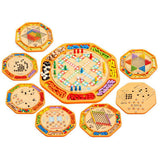 Chinese Checkers 12" Wooden Chessboard with Wooden Fishing Toy for Kids Play