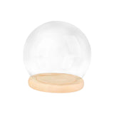Maxbell Display Dome with Base Transparent Showcase Glass Cover Container Glass Dome 15cm Wood Base