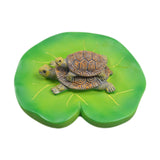 Maxbell Turtles Perched on Lotus Leaf Sculpture Simulated 10x3.5cm for Swimming Pool