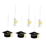 6Pcs Graduation Decorations Graduation Hat Hanging Ornaments for Home School Black