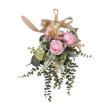 Maxbell Floral Swag Indoor Chrysanthemum Eucalyptus Wreath for Apartment Gift Window Purple