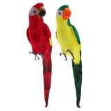Maxbell 2pcs Feathered Artificial Macaw Bird Home Garden Decor Parrot Green&Red