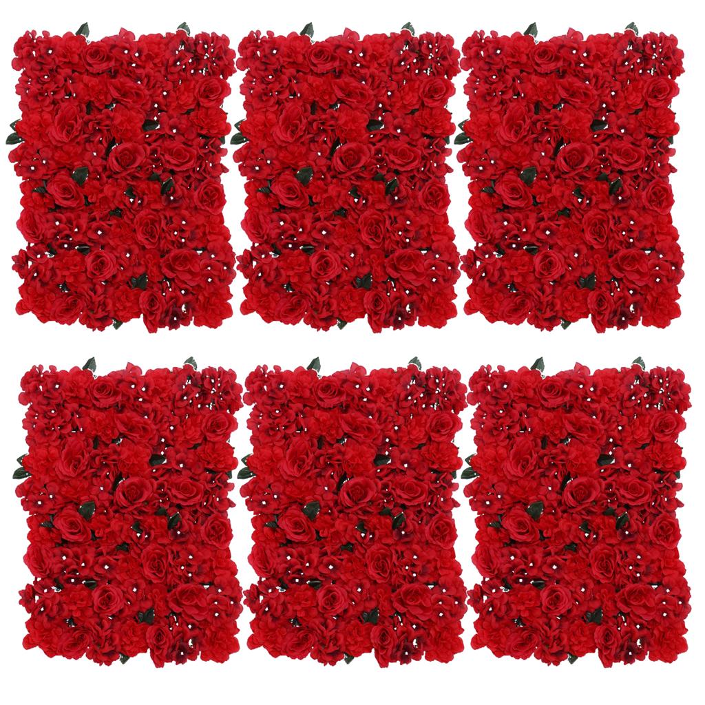6pcs Artificial Flower Wall Wedding Venue Flower Pillar Main Road Decor Red