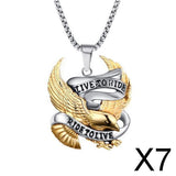 Maxbell 7xPunk Silver Gold Stainless Steel Eagle Pendant Necklace with 60cm Chain