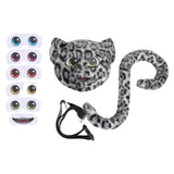 Maxbell Faux Leopard Mask and Tail Cosplay Costume for Stage Show Soft Bendable Tail Style E