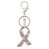 Maxbell 2xPink Ribbon Crystal Charm Pendant Key Ring Key Chain