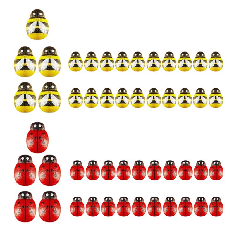 Maxbell 50Pcs Decorative Thumb Tacks Thumbtacks Posters Wooden Bee Ladybug Push Pins