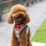 Maxbell Maxbell Adjustable Dog Harness Traction Rope Dog Vest Clothes Leopard Print
