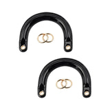 Maxbell 4x2Pcs U Shaped Purse Handles DIY Bag Strap with Metal Buckles Handbag Handles Black Gold Buckle
