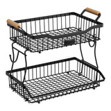 Maxbell 2 Tier Fruit Basket Vegetable Storage Organizer for Hotel Countertop Kitchen Black