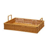 Maxbell Woven Serving Tray Portable Tea Tray Storage Tray for Snack Dinner Breakfast Large Brown