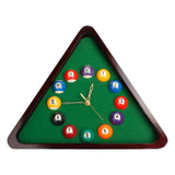 Maxbell Billiards Pool Ball Triangle Wood Wall Clock Battery Powered for Living Room