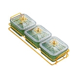 Maxbell Divided Serving Dishes Nut and Candy Serving Tray for Candy Appetizer Snacks 3 Grid Green