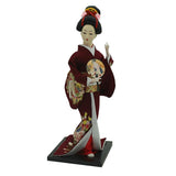 Maxbell 12inch Japanese Kimono Geisha Doll Kokeshi Handicraft Home Decoration Wine Red Clothes - Aladdin Shoppers