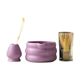 Maxbell 4x Matcha Ceremony Set Ceramic Matcha Bowl Set for Dining Room Home Tea Room Purple