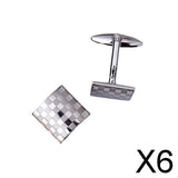 Maxbell 6xMens Silver Square Checkerboard Cufflinks