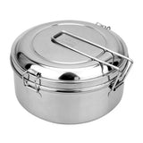 Maxbell 2x Stainless Steel Lunch Bags Round Lunch Box Food Bento Container Small