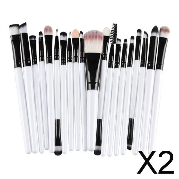 Maxbell 2x20 Pcs/Set Professional Make up Brush Set Beauty Cosmetic Tool White Black