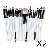 Maxbell 2x20 Pcs/Set Professional Make up Brush Set Beauty Cosmetic Tool White Black
