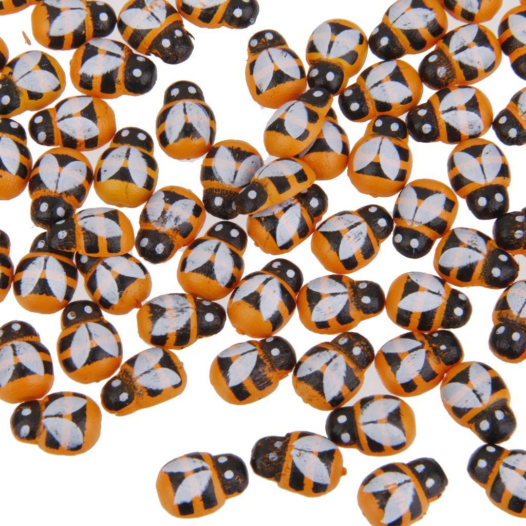 Maxbell Maxbell 100x Wooden Bees Flatback Embellishments Crafts DIY