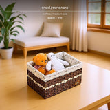 Maxbell 3-Piece Woven Storage Basket Set, handmade Grass & Fabric Organizer Bins, speckled-pattern Lining, Decorative Home Storage for Living Room, Bedroom, and Desktop, earth tones Coffee Medium
