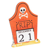 Maxbell Halloween Wooden Ornament Advent Calendar Halloween Gift for Festival Indoor Orange Gravestone