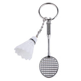 Mini Bedminton Racket Shuttlecock Pendant Keyring Key Chain Gift White