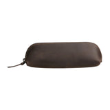 Maxbell Leather Pencil Case with Zipper Pen Holder for Office Men and Women Supplies Brown