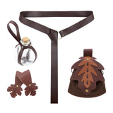 Maxbell 5 Pieces Medieval Belt Bag Skirt Hikes Bottle for Fantasy Events Masquerades Brown