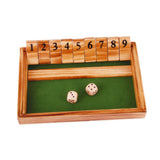 Maxbell Shut The Box Dice Game Travel 9 Numbers Single Player for Party Supplies Bar Wood Brown