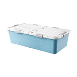 Maxbell Under Bed Storage Box Lidded Storage Bin for Under The Sofa Living Room Shoe Blue