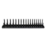 Maxbell Metric Socket Tray Rack Holder Storage Tool Organizer 1/4" 3/8" 1/2" Black