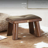 Maxbell hardwood Wood Small Stool for Living Room, PU padding Square Stool, Artistic Deer Head Accent, Shoe Changing & Footrest, No Assembly Required, Multi-Function Seat Soft Seat