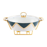 Maxbell Round Chafing Dish Large Capacity Multiuse for Dining Table Festival Wedding green
