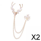 Maxbell 2xChristmas Reindeer Brooch Pin Anniversary Holiday Brooch Rhinestone Deer Pin gold