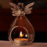 Maxbell Clear Globe Ball Glass Hanging Flower Vase Bottle + Angel Terrarium Candlestick