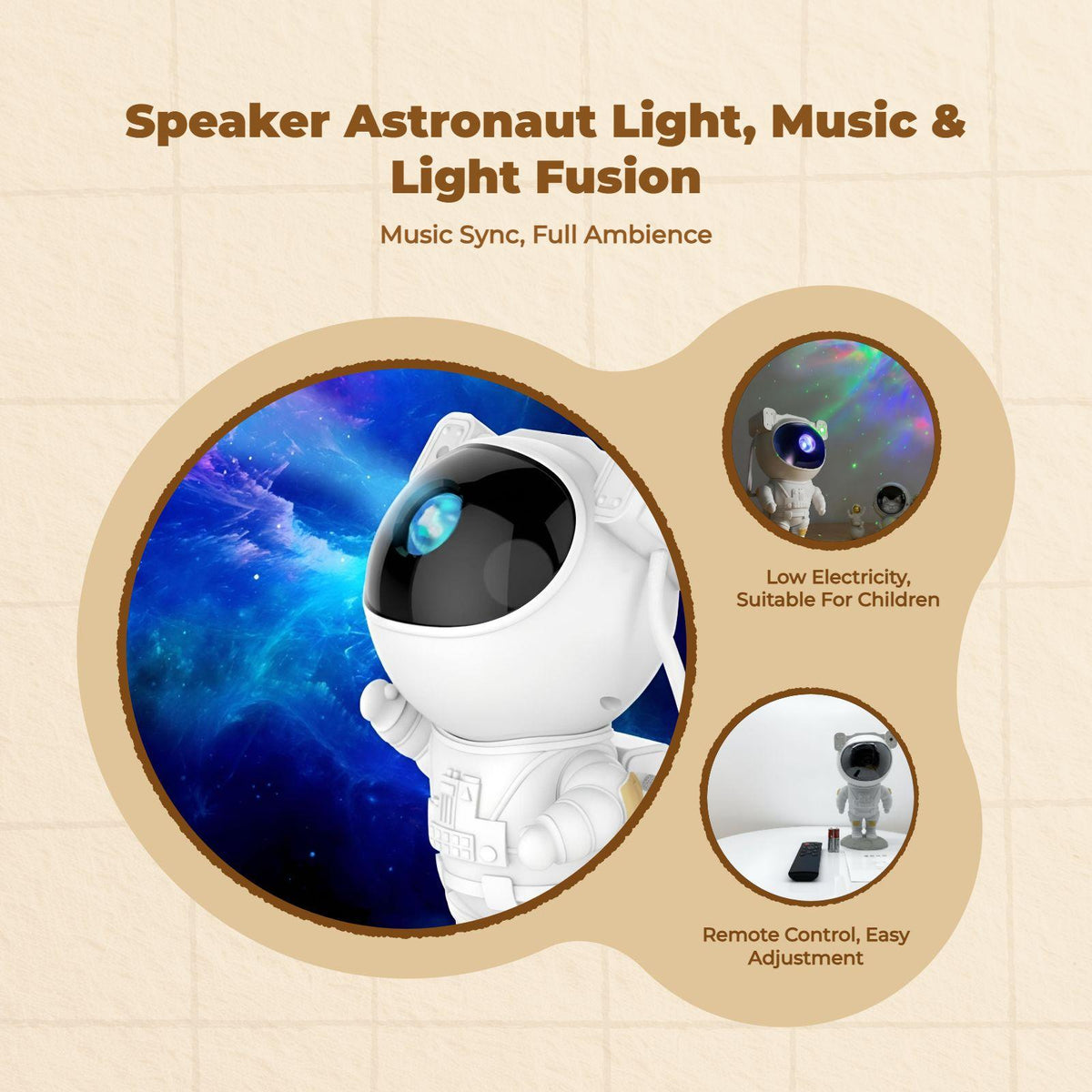 Astronaut Celestial Projector, Speaker Night Light, Northern Lights Ceiling Light Black Gold Plug-in