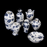 Maxbell 1/12 Dollhouse Ceramic Miniatures China Porcelain Vase Blue Vine -7 PCS