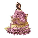 Maxbell Dollhouse Miniature Porcelain Dolls Victorian Lady Purple Draped Skirt