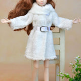 Maxbell Fashion Long Plush Coat with Belt White Casual Outfits for 1/6 Doll DIY Accs - Aladdin Shoppers